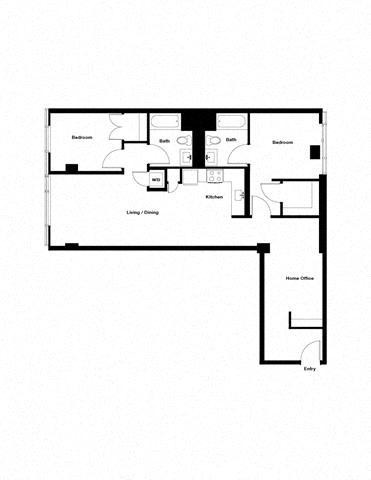 Floor plan for 2 beds, 2 baths, 1201 sqft