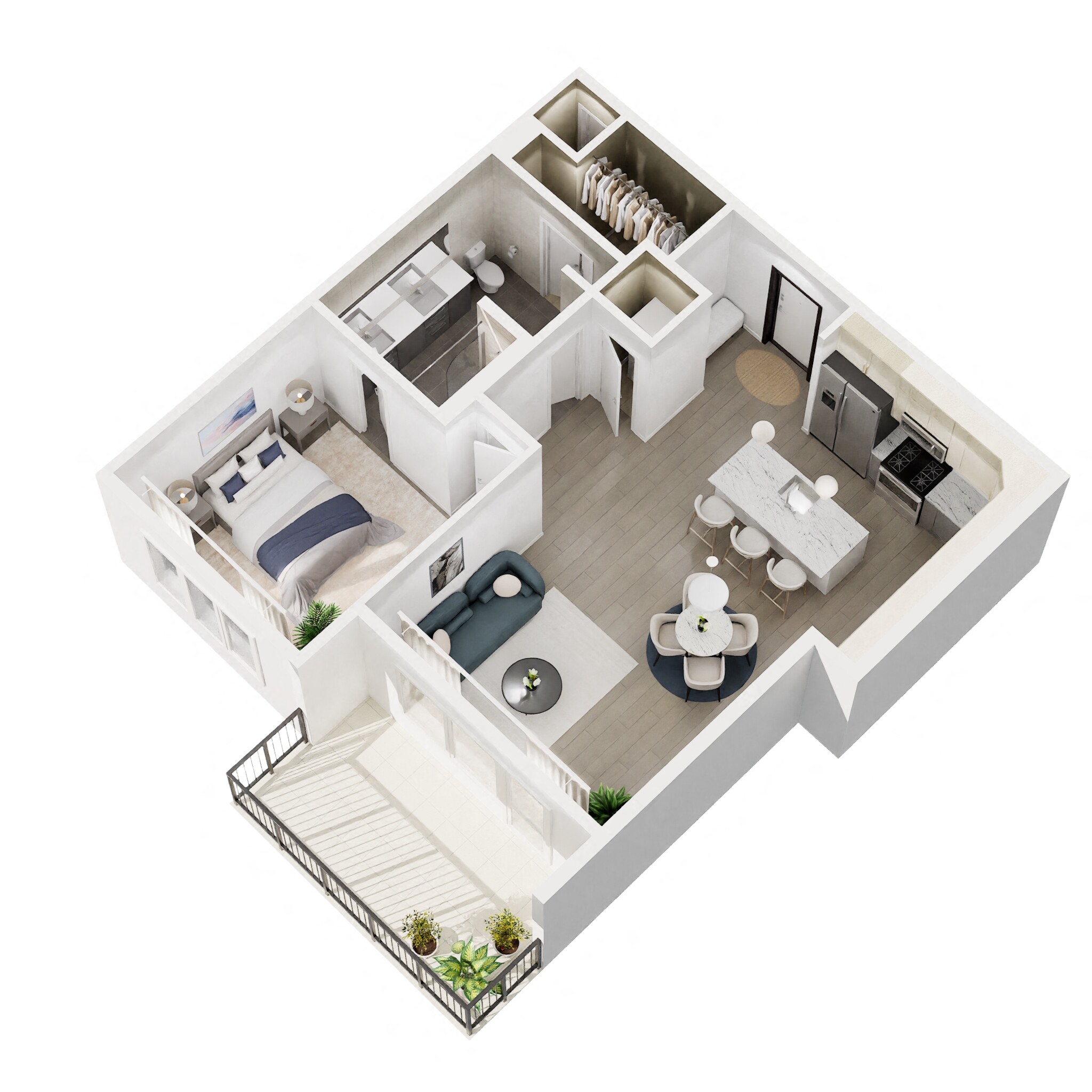 Floor plan for 1 bed, 1 bath, 813 sqft