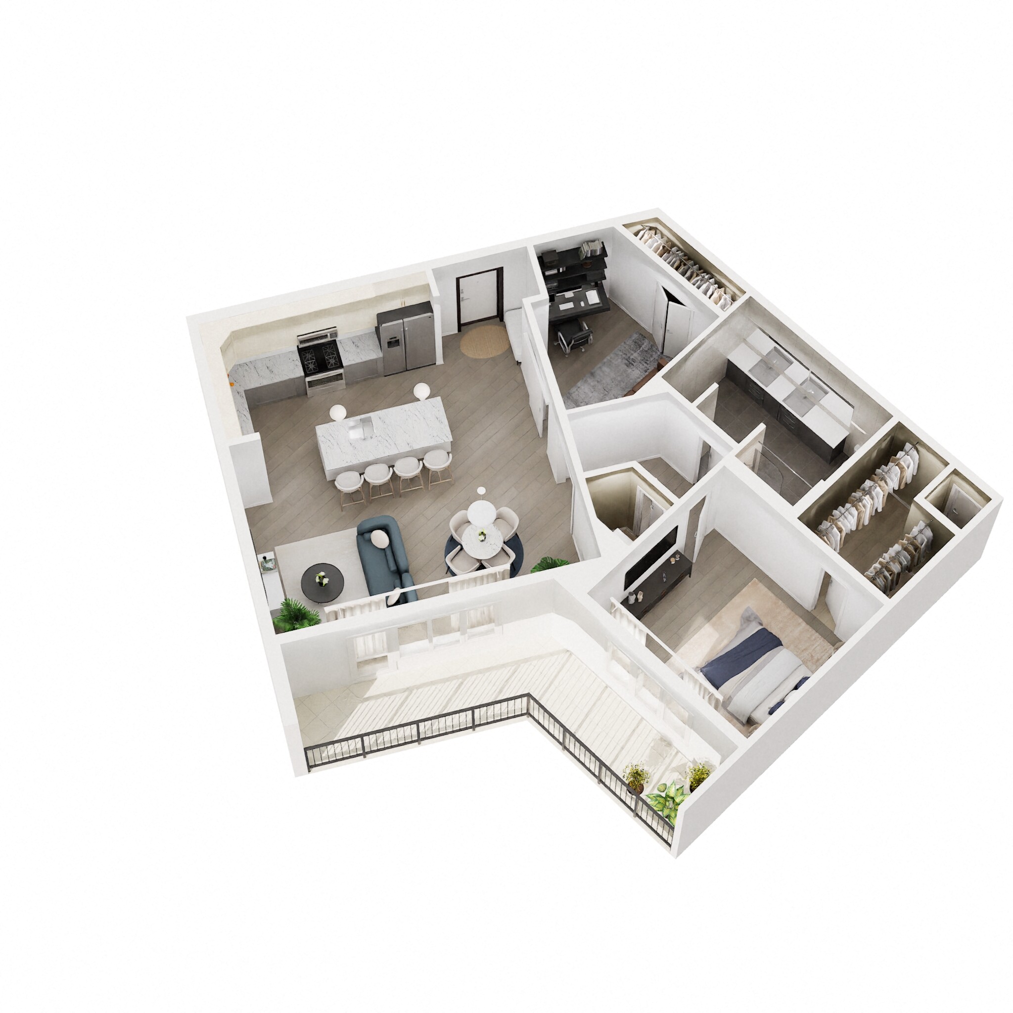 Floor plan for 1 bed, 1 bath, 1024 sqft