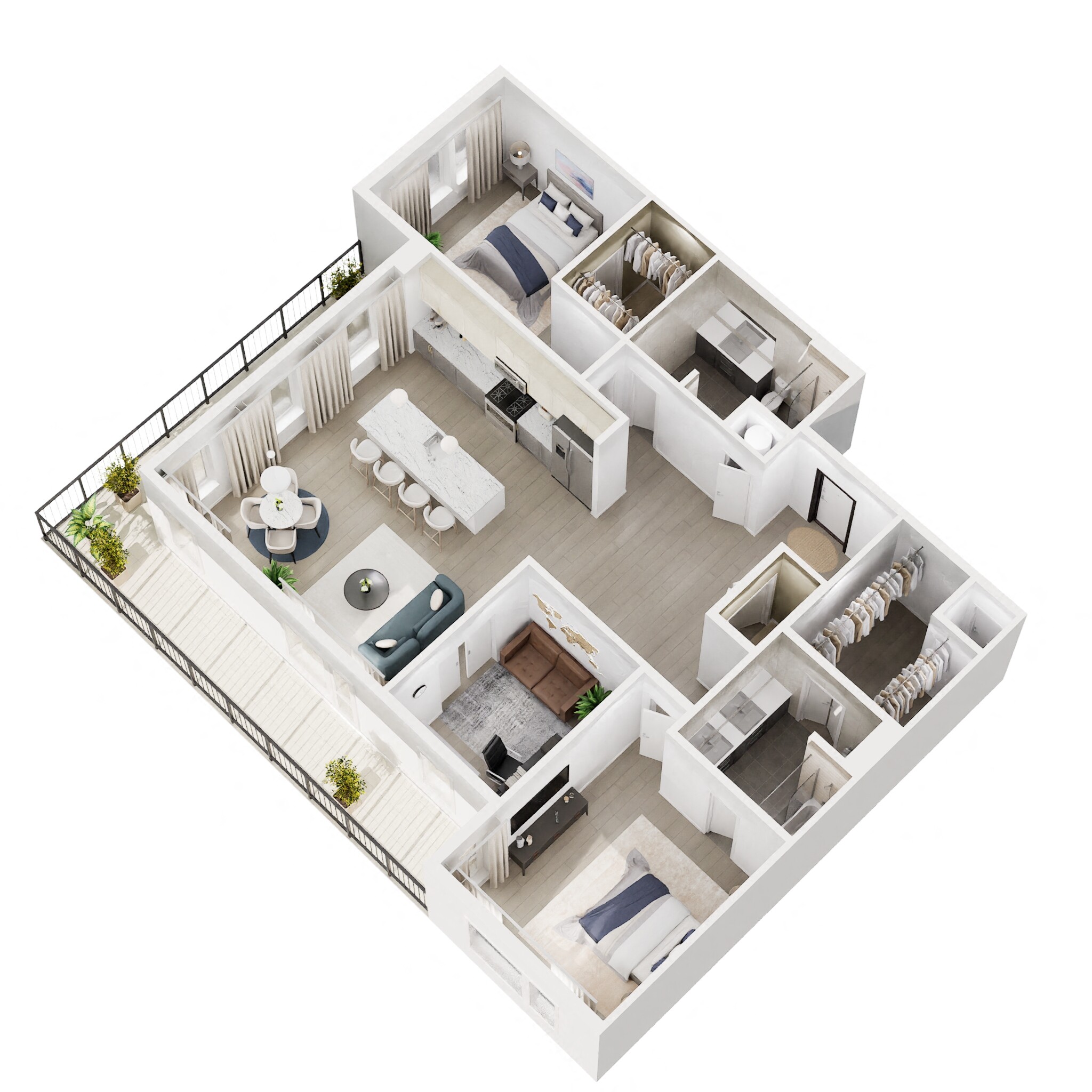 Floor plan for 2 beds, 2 baths, 1511 sqft