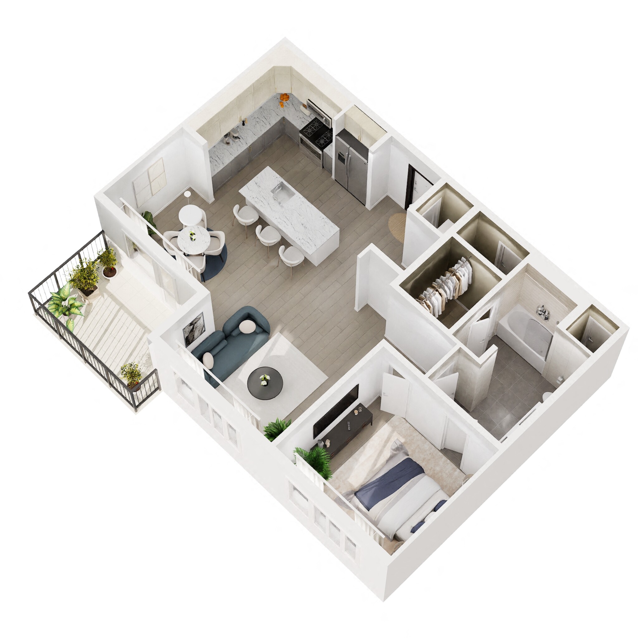 Floor plan for 1 bed, 1 bath, 817 sqft