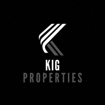 Calgary apartment for rent - a kig properties logo on a black background