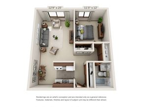 Hudson apartment for rent - a 1 bedroom floor plan  villas at spring creek apartments