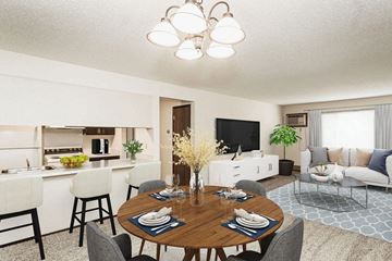 Stillwater apartment for rent - a dining room and living room with a table and chairs