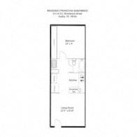 Austin apartment for rent - A floor plan of a building with rooms labeled.