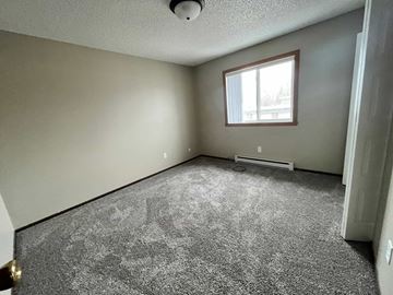 Grand Forks apartment for rent - the living room of a house with carpet and a window