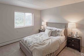 Saint Paul apartment for rent - a bedroom with a bed and a window