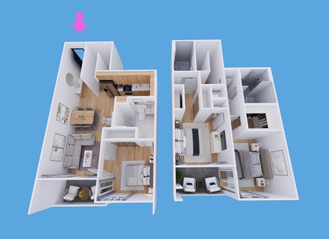 Floor plan for 3 beds, 3 baths, 1386 sqft