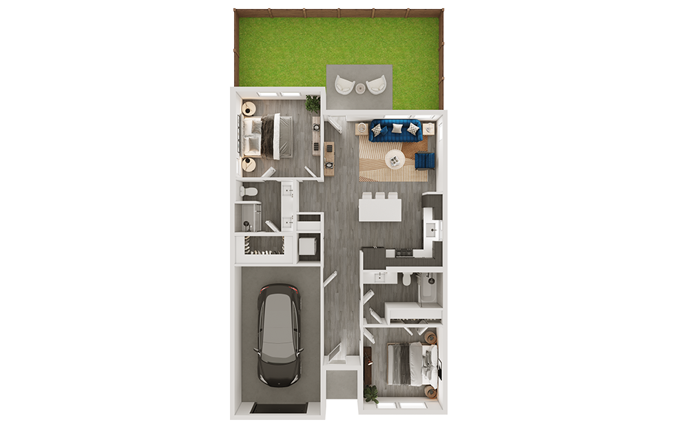 Floor plan for 2 beds, 2 baths, 1026 sqft