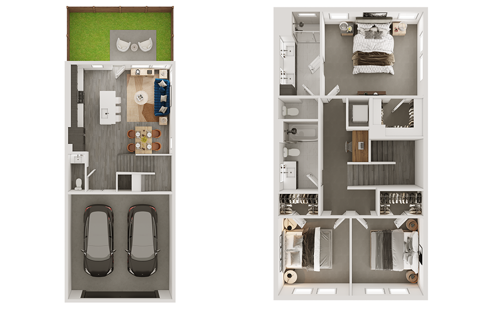 Floor plan for 3 beds, 2.5 baths, 1452 sqft