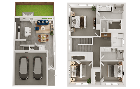 Floor plan for 3 beds, 2.5 baths, 1688 sqft