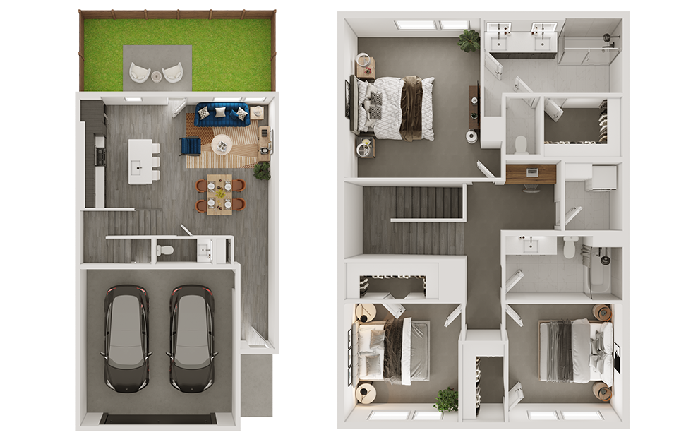 Floor plan for 3 beds, 2.5 baths, 1689 sqft