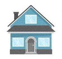 Guelph house for rent - a small blue house with a roof and a door