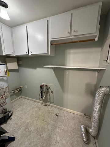 Lafayette house for rent - a kitchen is being remodeled with white cabinets and gray walls