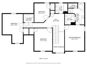 Maple Hill house for rent - A black and white image of a floor plan for a two-bedroom apartment.