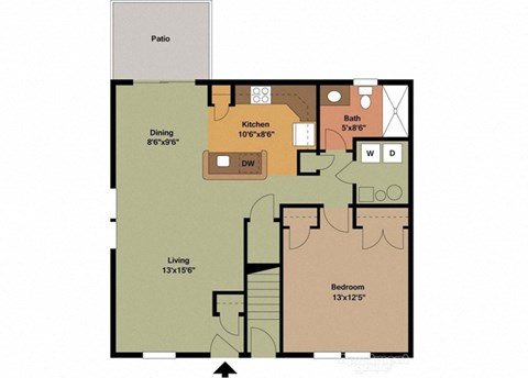 Floor plan for 1 bed, 1 bath, 793 sqft