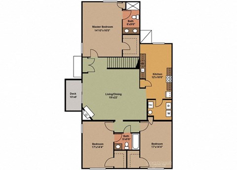 Floor plan for 3 beds, 2 baths, 1772 sqft