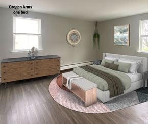 Philadelphia apartment for rent - an image of a bedroom with a bed and a dresser