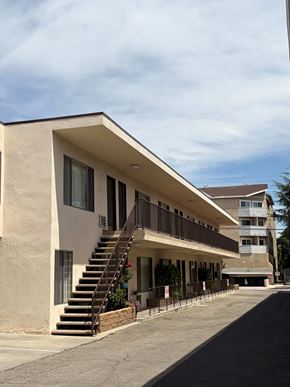 North Hollywood apartment for rent - A building with a staircase leading to the second floor.
