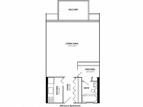 Floor plan for studio, 1 bath, 481 sqft