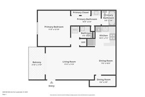 Sunrise apartment for rent - A floor plan for a 2 bedroom, 2 bathroom apartment.