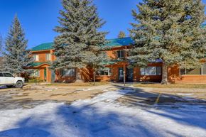 Pagosa Springs house for rent - a large house with trees in front of it in the snow