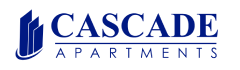 Jacksonville apartment for rent - the logo for cascadia apartments in the dark