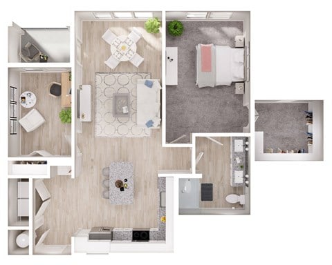 Floor plan for 1 bed, 1 bath, 1113 sqft