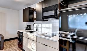 Atlanta apartment for rent - a kitchen with a stainless steel refrigerator and a sink