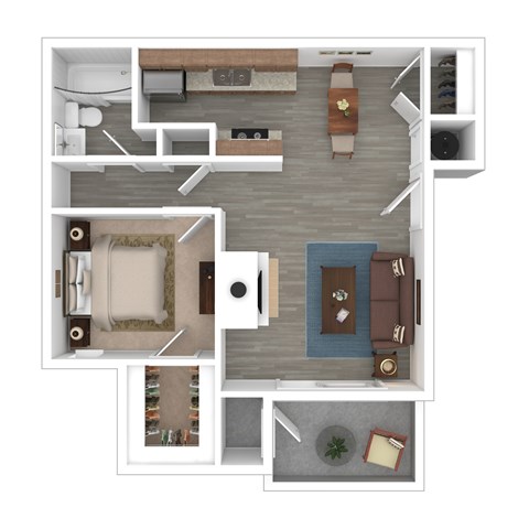Floor plan for 1 bed, 1 bath