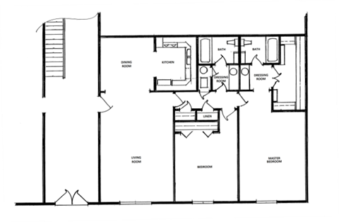 Floor plan for 2 beds, 2 baths, 1180 sqft
