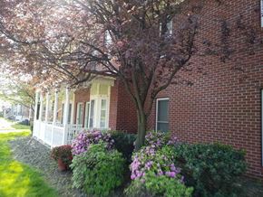 Williamsport apartment for rent - a brick house with a tree and flowers in front of it