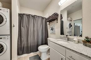 Richardson house for rent - a bathroom with a sink toilet and a washing machine