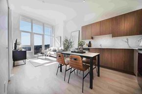 Coquitlam apartment for rent - A modern kitchen with a dining table and chairs.