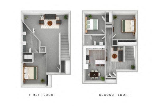 Floor plan for 3 beds, 2 baths, 1610 sqft