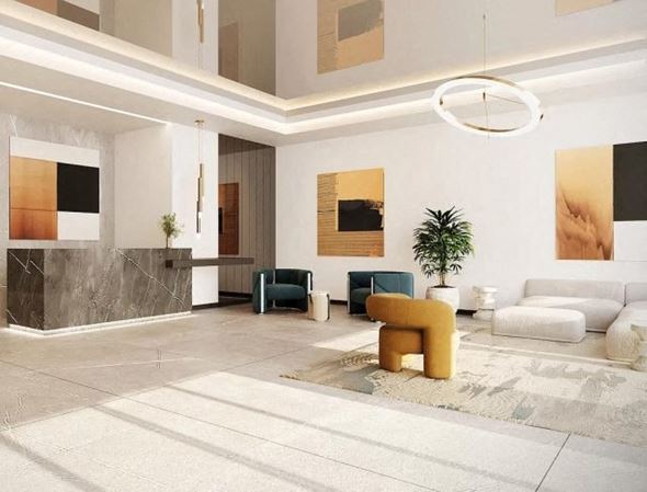 Long Island City apartment for rent - a living room with a couch and a chair