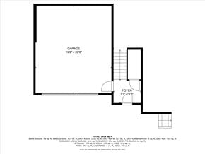 San Diego apartment for rent - A floor plan of a garage and foyer with dimensions.