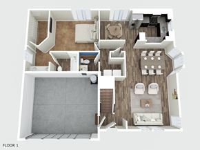 Jacksonville house for rent - A floor plan of a house with a living room, two bedrooms, a bathroom, and a garage.