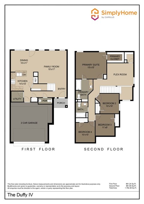 Floor plan for 4 beds, 2.5 baths, 1858 sqft