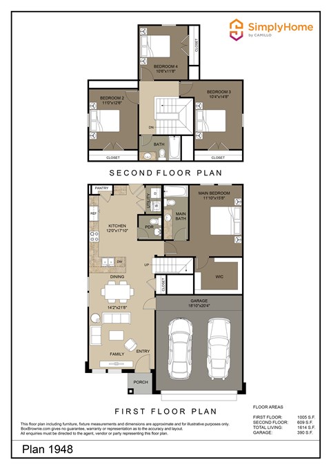 Floor plan for 3 beds, 2.5 baths, 1467 sqft