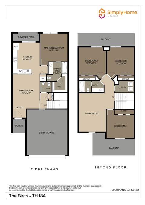 Floor plan for 3 beds, 2.5 baths, 1993 sqft