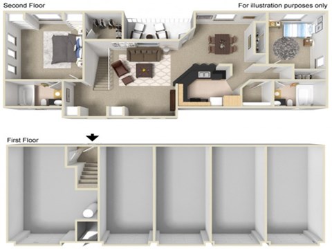 Floor plan for 2 beds, 2 baths, 1239 sqft