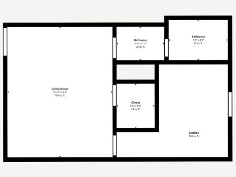 Floor plan for studio, 1 bath, 405 sqft