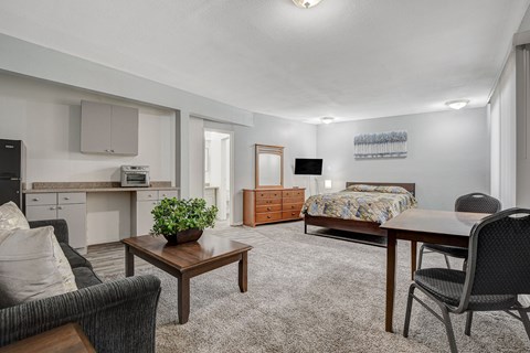 Floor plan for studio, 1 bath, 400 sqft