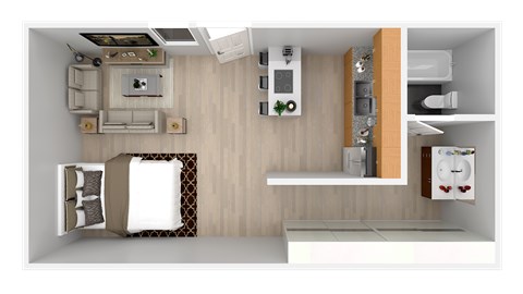 Floor plan for studio, 1 bath, 330 sqft