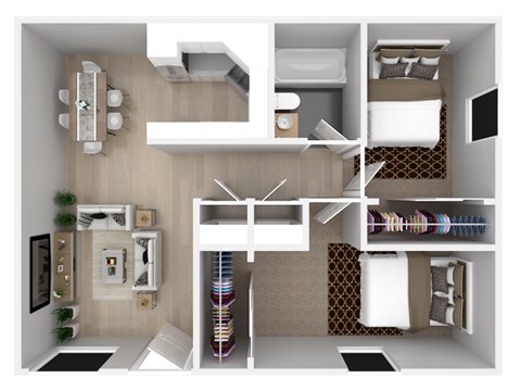 Floor plan for 2 beds, 1 bath, 800 sqft