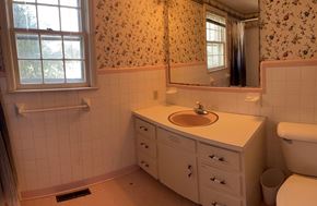 Benson house for rent - a bathroom with a sink and a mirror