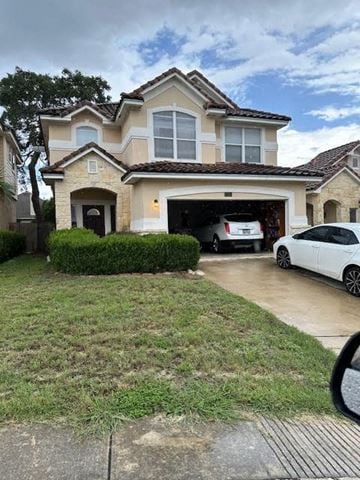 San Antonio house for rent - A two-story house with a garage and a white car parked in front.