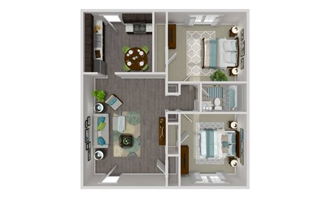 Floor plan for 2 beds, 1 bath, 925 sqft