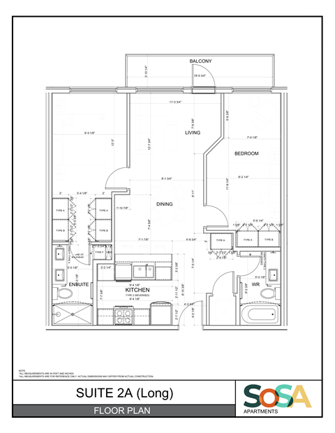 Floor plan for 2 beds, 2 baths, 822 sqft